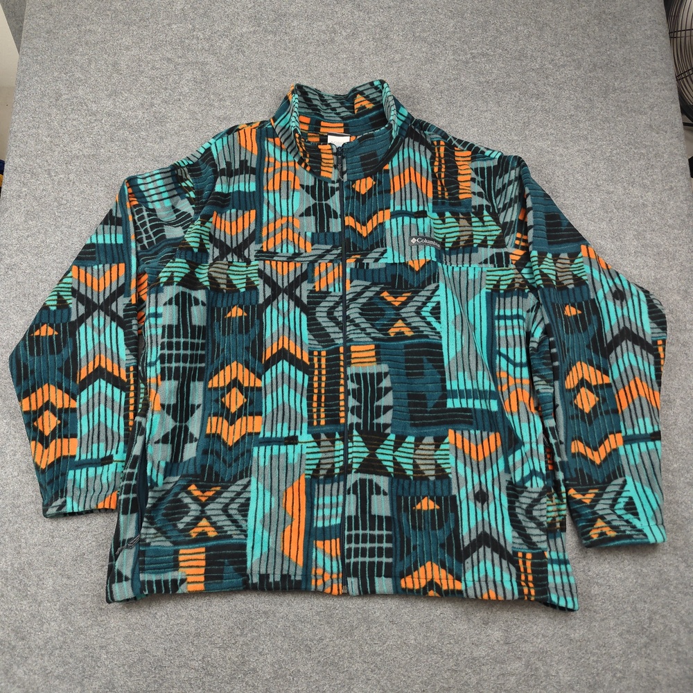 Columbia Jacket Womens 5X Multicolor Geometric Fleece Lined Full Zip Pockets